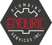 Enduric Plumbing Services logo grey, red & white